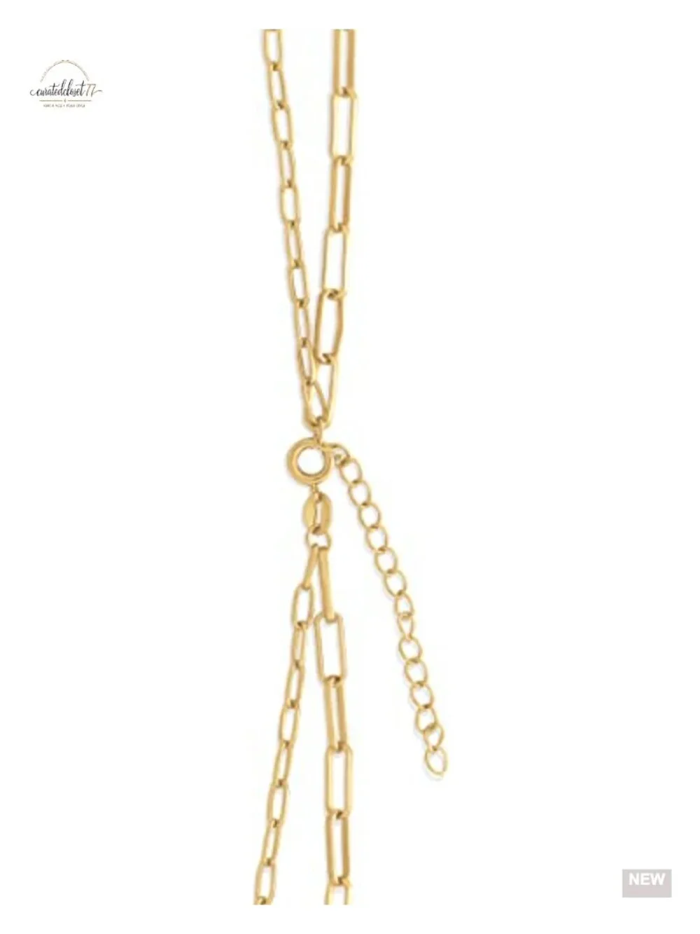 14K Gold Plated Layered 2 Row Chain Necklace - Sterling Silver